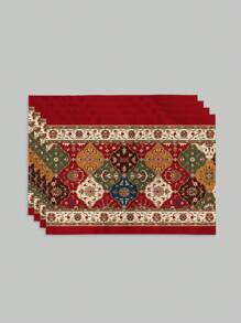 Handpainted Mysterious Bohemian Floral Pattern Printed Placemat, Suitable For Daily Use, Festivals, Parties, Birthdays, Weddings, Dinners, Kitchen, Dining Room And Home Decor - Multicolor - View 5