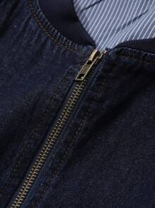 DAZY Men's Plain Blue Denim Jacket, Autumn - Blue - View 8