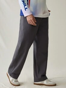 Manfinity Hypemode Pantalones casuales rectos y holgados de mezclilla gris claro para hombre, Urban Chill