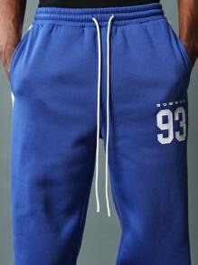 Sumwon Athletic Track Sweatpants Side Button Snap Closure Retro Sports Training Gym Running Workout Casual Street Style 93 Varsity Pants - Blue - View 6