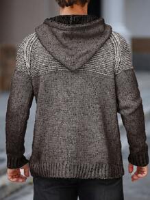 Manfinity Homme Men's Contrast Raglan Sleeve Hooded Casual Sweater For Autumn/Winter - Multicolor - View 2