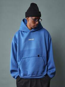 Sumwon Society Oversized Pullover Classic Kangaroo Pocket Cozy Urban Streetwear Essential Heavyweight Casual Everyday Winter Layering Premium Soft Fleece - Blue - View 2