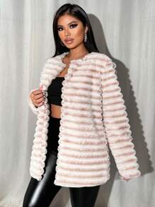 Zolique Women's Casual Long Sleeve Open Front Fluffy Jacket, Simplified Daily Wear Fall Cloth For Women - Dark Grey - View 3