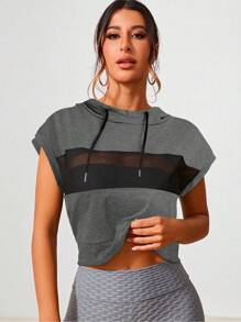 Easithlete Women's Solid Color Splice Long Sleeve Casual Sweatshirt - Dark Grey - View 1