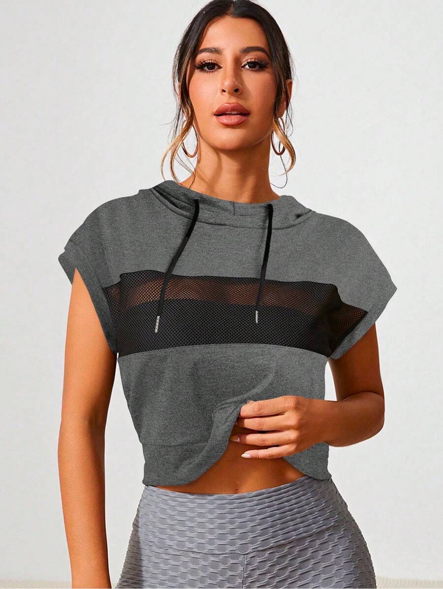 Easithlete Women's Solid Color Splice Long Sleeve Casual Sweatshirt - Dark Grey - View 1