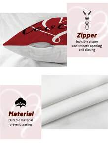 4 piezas Fundas de almohada decorativas impresas por un solo lado en rojo y blanco de terciopelo con diseño de corazón para el Día de San Valentín, suaves y acogedoras para decorar la sala de estar, dormitorio, sofá y cama, sin incluir los insertos de almohada - Rojo - Ver 2