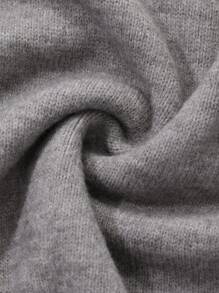 DAZY Suéter holgado de unicolor con cuello en V para mujer, tops de manga larga para otoño - Gris - Ver 3