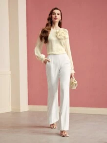 MOTF PREMIUM STEREO FLORAL KEYHOLE BACK BLOUSE,VALENTINE'S DAY,SPRING/SUMMER