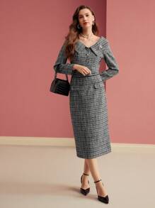 MOTF PREMIUM TWEED BUTTON UP COAT - Black - View 7