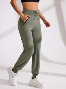 Easithlete Pantaloni sport uni de damă, de culoare uni, ținute de zi cu zi