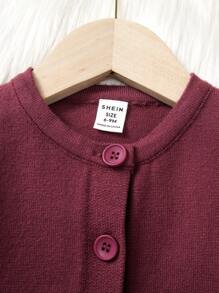 SHEIN 2pcs Baby Girl Cardigan Knit Sweater Set - Red Stylish Knitted Top With Pants, Comfy Warm Winter New Arrival