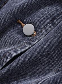 DAZY Distressed Washed Sleeveless V-Neck Fitted Women Denim Jacket,Fall Clothes - Blue - View 4