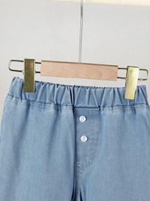 SHEIN Young Boy Casual Fashion Denim Single Breasted Shirt And Jeans Set