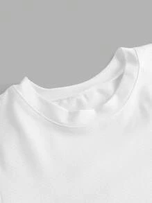 SHEIN Tenue de sport pour jeunes garçons, T-shirt blanc pour enfants, T-shirts blancs pour garçons, vêtements d'été pour enfants, hauts pour garçons, hauts pour enfants - Blanc - Voir 4