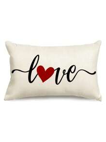 Fundas de almohada con corazón rojo estilo contemporáneo de lino para el Día de San Valentín - 30 x 50 cm, una sola cara, sin relleno - lavable a máquina, cierre con cremallera, adecuado para varios tipos de habitaciones, tela de lino, decoración de otoño, decoración de la habitación