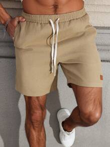 Manfinity Homme Men's Printed Drawstring Waist Pocketed Casual Shorts - Khaki - View 3