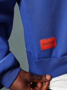 SUMWON Premium Heavyweight Oversized Varsity Letter Hoodie Winter Essential Streetwear College Style Hip Hop Urban Fashion Boyfriend Fit Sweatshirt - Blue - View 5