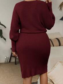 SHEIN Clasi 大码女式优雅宽松套头毛衣连衣裙