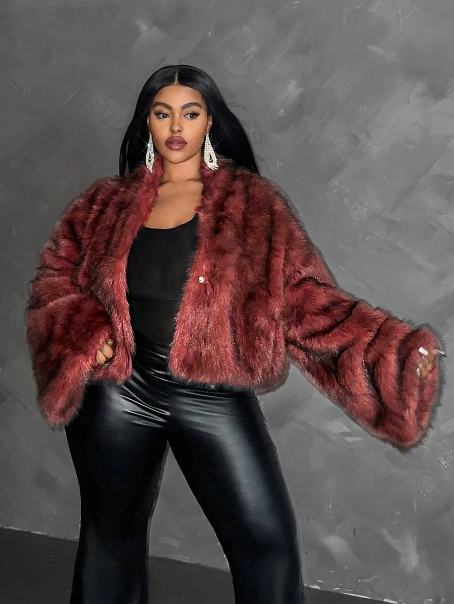 Maweii 大码女式蓬松夹克，优雅大码