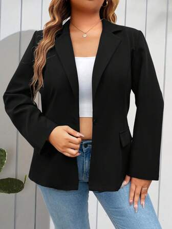 EMERY ROSE Blazer de manga larga versátil y casual para Navidad y Año Nuevo para mujer de talla grande