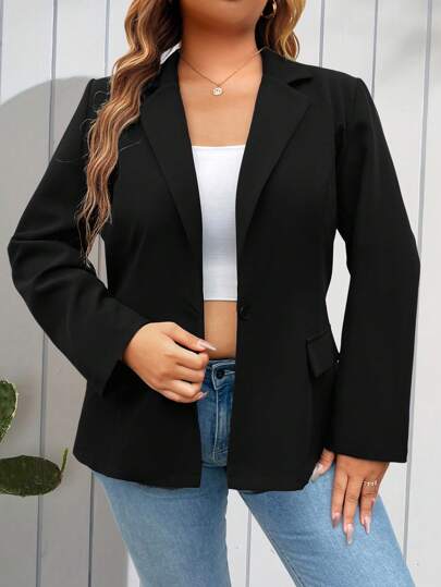 EMERY ROSE Plus Size Women Casual Versatile Christmas New Year Long Sleeve Blazer Jacket Graduation,Back To School,Teacher Outfits For Women Fall Cloth For Women Autumn