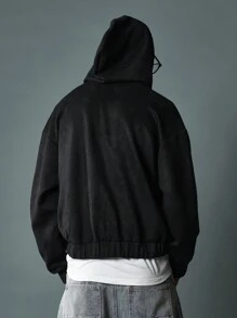 SUMWON Soft Fleece Full-Zip Hoodie Winter Essential Zip Front Casual Sports Workout Outerwear Streetwear Fall Activewear Jacket - Black - View 3