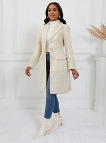 Lyxana Abrigo de mujer con cuello vuelto, chaqueta de invierno afelpada y de patchwork