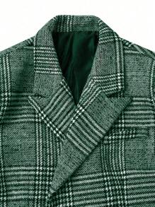 Manfinity Homme Heren geruite dubbelrijs kostuumjas en broekset, herfst- en winterkleding voor heren, tweedelige outfits