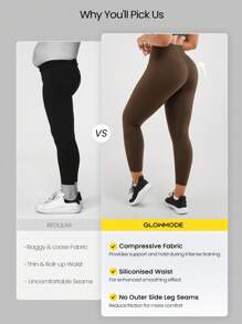 GLOWMODE 24" FeatherFit™-Sculpt Crossover Hold Up Pocket Leggings Yoga Workout Gym