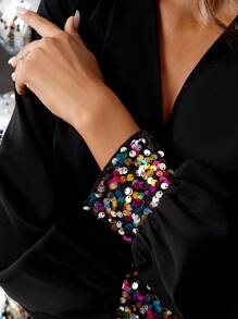 Gownix Women's Colorful Contrast Sequin Christmas Party New Year Fashion Dress, Elegant Clothes - Multicolor - View 9