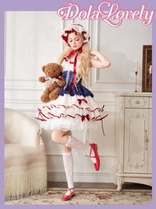 Dola Lovely Silver Flat Mary Jane Shoes With Bow, Square Toe, Fashion Women Flats New Year Holiday Valentines