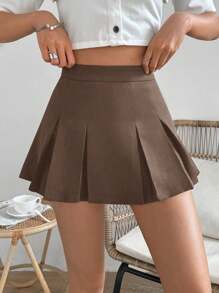 Breezaya Back-To-School Academic Pleated Skirt - High-Waisted Slim-Fitting Thigh-Length A-Line Skirt, Youthful And Versatile Student-Style Short Skirt​