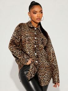 SHEIN SXY Autumn Clothes Leopard Print Pu Ladies Sexy Jacket Cheetah Print - Multicolor - View 3