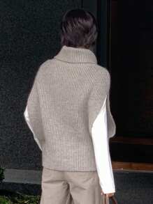 DAZY Women's Solid Color Minimalist Everyday Turtleneck Sweater Vest Fall,Winter - Grey - View 6
