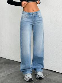 EURMUSE Quần Jeans Ống Thẳng Vintage Distressed 100% Cotton - Rửa nhẹ - Xem 5