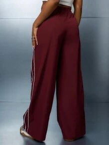 SUMWON WOMEN Nylon Wide Leg Jogger With Piping And Graphic Print