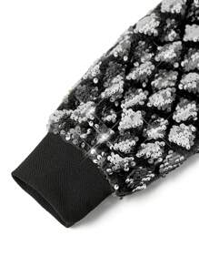 SHEIN Clasi Women's Sequin Sleeve Patchwork Fashion Party Dress