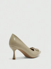 CUCCOO BIZCHIC Damen minimalistische spitze High Heel Kleiderschuhe mit Metalldekor, für den täglichen Lässig-Trage