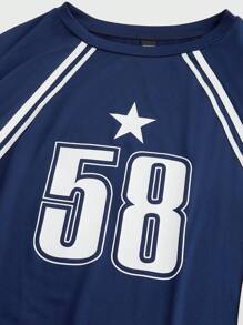 Manfinity VCAY Men's Knit Casual Loose Long Sleeve T-Shirt, Fashion And Daily Wear - Navy Blue - View 3