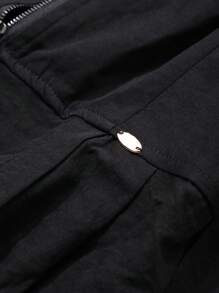 DAZY Damen einfarbiges Reißverschluss-Halbplakette Langarm-Kleid, Frühling/Herbst - Schwarz - Übersicht 9