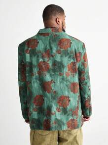 Manfinity VCAY Plus Size Men's Loose Floral Woven Long Sleeve Blazer, For Fall Winter - Multicolor - View 3