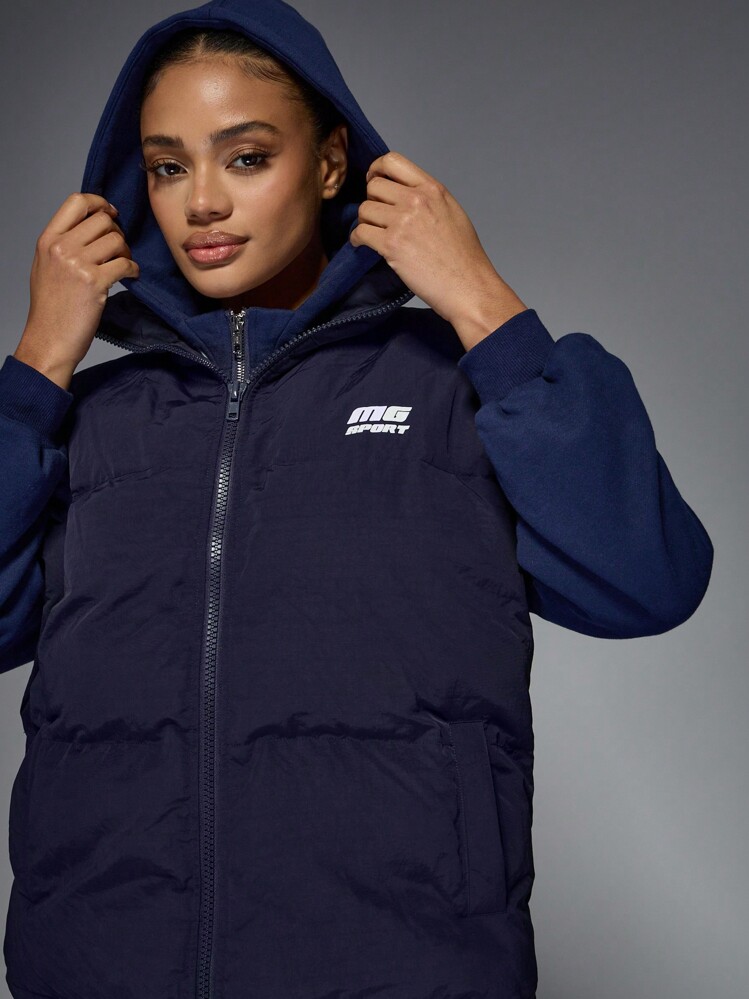 MISSGUIDED Chaleco deportivo abultado y acolchado Chaleco de invierno estilo retro atlético sin mangas Prenda exterior con relleno casual de uso diario Aislado para senderismo y actividades al aire libre - azul real - Añade 3