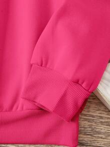 SHEIN LUNE Sudadera de talla grande para mujer con estampado de corazón, cuello redondo y manga larga
