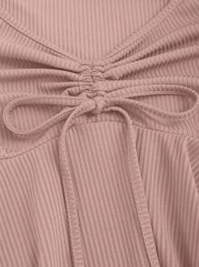 Sweetra 女式秋季甜美复古风格抽绳长袖 T 恤，红色