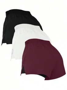 Easithlete 3pcs Summer 2 In 1 Running Comfortable Non-See-Through Yoga ShortsWomen Sweat Short, Gym Short, Biker Short Comfy Short - Multicolor - View 2