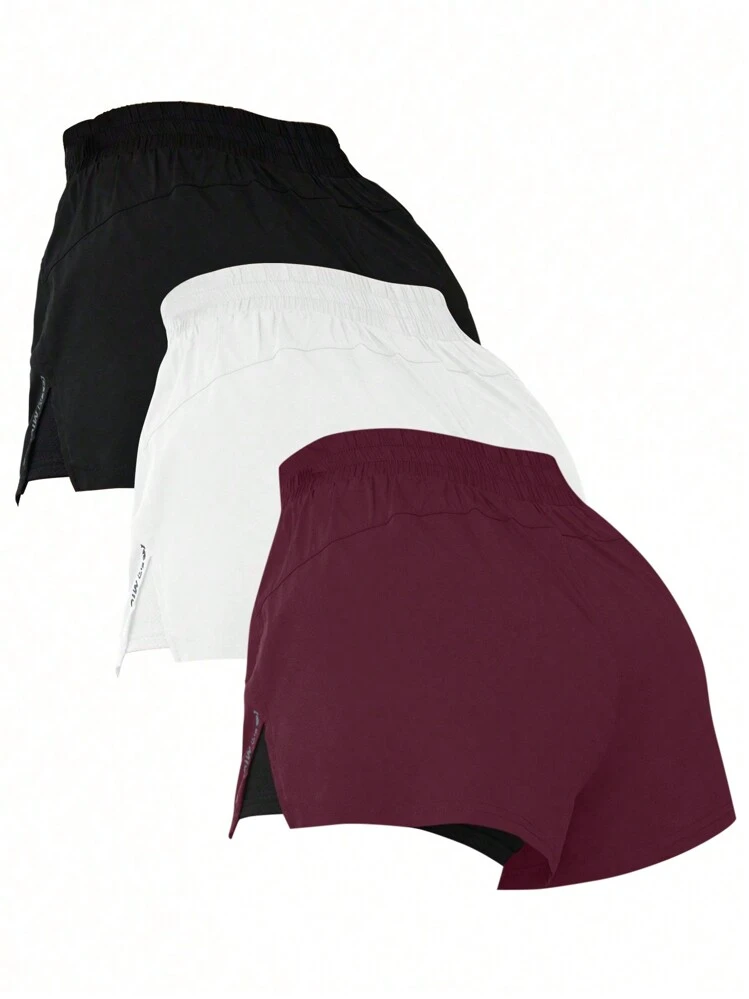 Easithlete 3pcs Summer 2 In 1 Running Comfortable Non-See-Through Yoga ShortsWomen Sweat Short, Gym Short, Biker Short Comfy Short - Multicolor - View 2