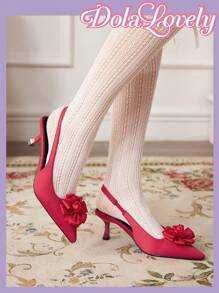 Dola Lovely 1 双串珠女式高跟尖头高跟鞋新年假期 - 紅色 - 查看 4