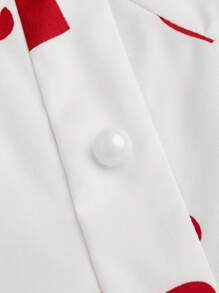 Sweetra Elegante mini vestido para una cita de San Valentín, vestido de volantes con estampado asimétrico de corazón rojo, elegante y femenino para el verano