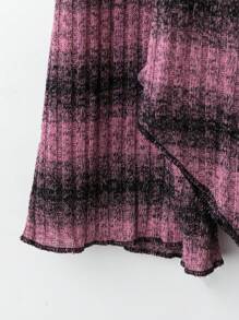 SHEIN LUNE 大码女式秋季条纹印花长袖 T 恤 + 阔腿裤 2 件套，休闲装 - 彩色 - 查看 4