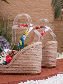 Fashionable Casual & Comfortable Platform Wedge Straw Rope Sandals For Teenage Girls - Multicolor - View 3